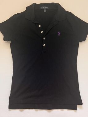 Ralph Lauren Black Polo with Purple Pony Embroidery